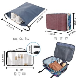 HXLGMD Carry on Backpack Flight Approved Travel Backpack with 3 Packing Bags, Expandable TSA Luggage Suitcase Weekender Daypack for Business College Hiking