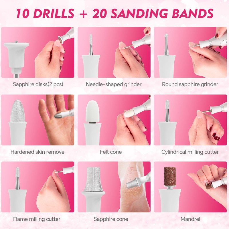 BEAUTURAL Electric Manicure, Nail Drill Kit, Electric Nail File Set