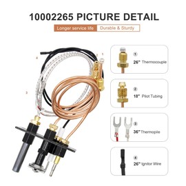 Powswopx Propane and Natural Gas Pilot Assembly 10002264, SRV10002264 NG 3 Way Pilot Replacement Parts for Majestic, Monessen, Temco, Vermont Castings Dutchwest Fireplace and Gas Stoves