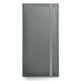 LLi Cufite Leather Checkbook Cover for Top & Side Tear Registers Duplicate Checks with Plastic Insert Flap Pen Holder Slim Wallet Card Holder for Men Women (GRAY with Strap)