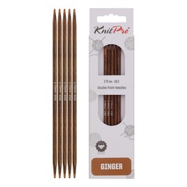 KnitPro Ginger Double Pointed Needles – 12.5cm x 3.75mm Double Ended Knitting Pins, Set of 5, Brown