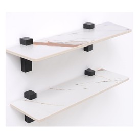 TriHDsArt Stone Bathroom Floating Shelves for Wall Mounted Shelf Over Toilet Farmhouse Home Decor Display Shelving Small 16 inch Set of 2(2G12,400)