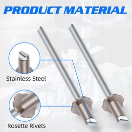 JERBOR Nos Dash Rosette Rivets For GM Ford Chrysler VIN Door Tag With Box | 2PCS Stainless Steel Rosette Rivets With Storage Box
