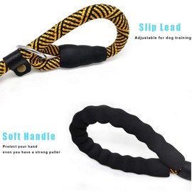 YUCFOREN 5 FT Slip Lead Dog Leash, Heavy Duty Comfortable Strong Rope Training Lead for Large Medium Dogs, No Pull Pet Leash Outdoor Walking (1/2" * 5FT,X-Orange)