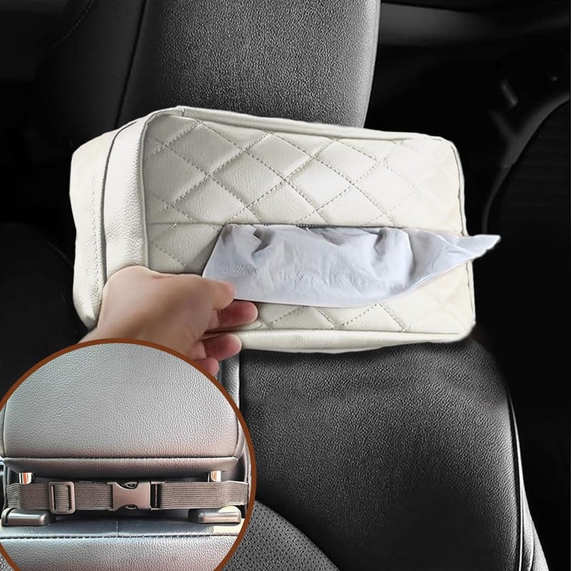 HEVLE Car Tissue Holder, PU Leather Tissues Box, Car Backseat