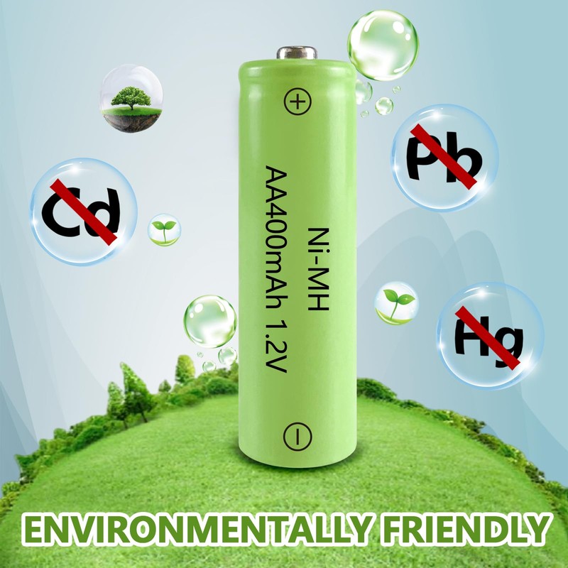 JINTION Solar Rechargeable Ni-MH AA Batteries Double A 400 mAh