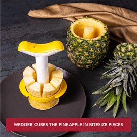 Vacu Vin Pineapple Slicer & Wedger – 3-in-1 Pineapple Corer, Cutter, and Slicer – Peels, Cores, and Slices Fresh Pineapple in 30 Seconds – Dishwasher Safe – Enjoy Perfectly Shaped Pineapple Rings