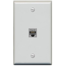 RiteAV Flat 1 Gang 1 Port Cat6 Ethernet Wall Plate - Flat [Gray/Gray]