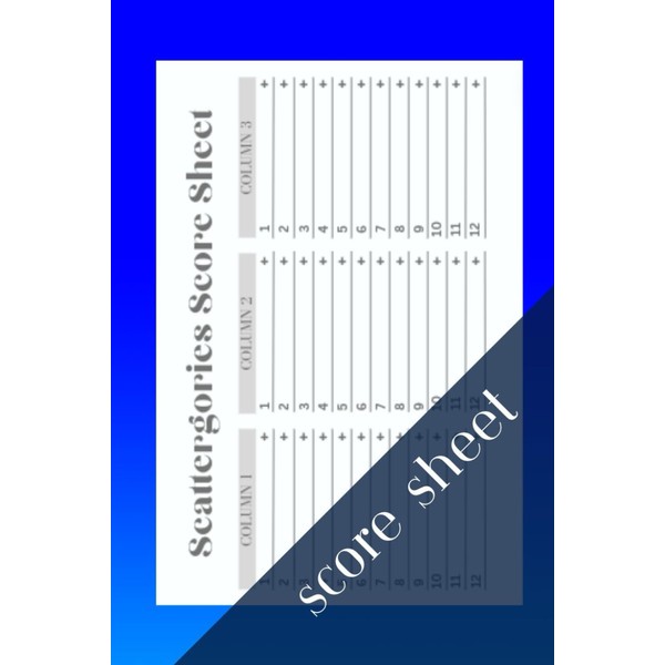 Score Sheet: Game Score Sheets Refill Pad for Scattergories -
