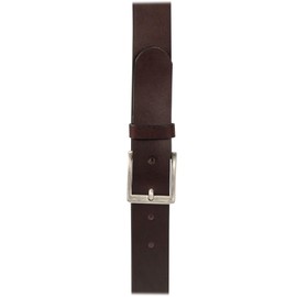 Harrys-Collection Women's and Men's Denim Belt Full-Grain Cowhide Leather Antique Silver Buckle - dark brown, size: 105