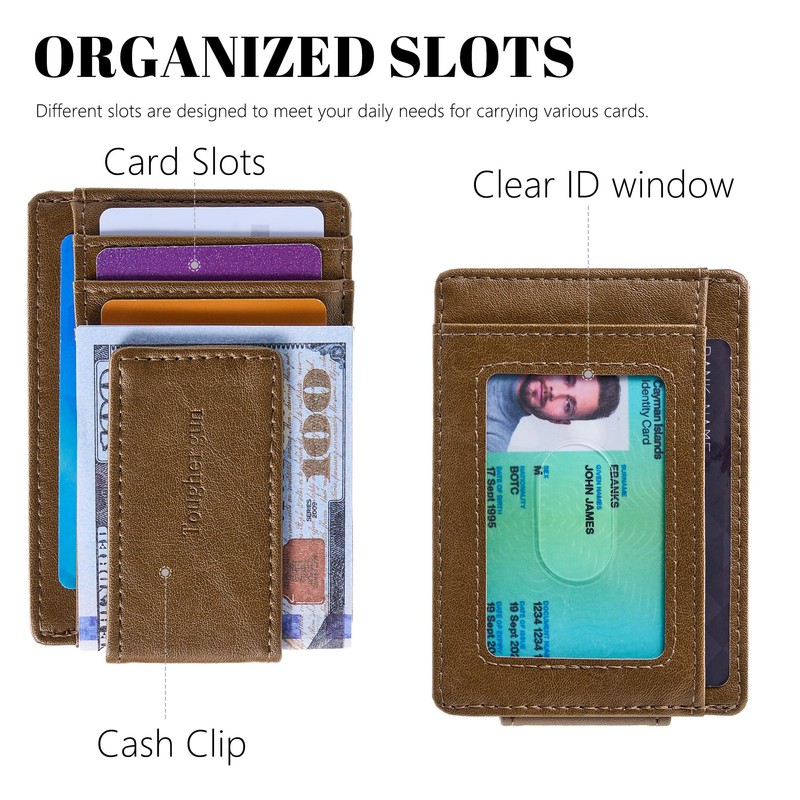 Toughergun Slim Minimalist Wallet for Men with Magnetic Money Clip