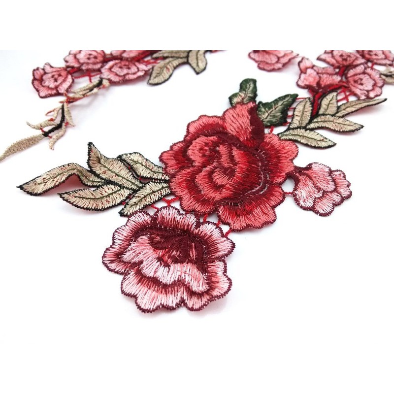 Honbay 2 pares de parches bordados de flores de rosas