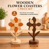 Sunflower Trivets for Hot Dishes, 5Pc Wooden Tree Trivet Stand