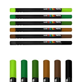 Posca Uni-Ball Professional Wax Colouring Pastels - KPA-100 - Earth Tones Set of 6