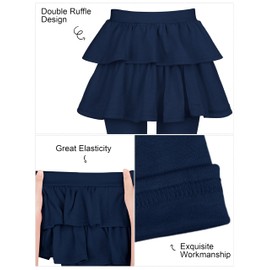 Resinta Girls Leggings Warm Pants School Uniform Pants Stretchy Soft Leggings with Skirt 4-14 Years Navy