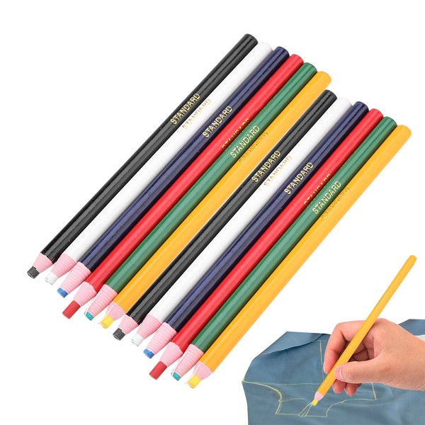 Pack of 12 Sewing Marking Pencil, Fabric Mixed Colours, Erasable