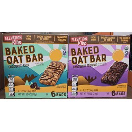 Elevation Kids NON-GMO Organic Baked Oat Bar Chocolate Chip & Chocolate Brownie 7.62oz 216g (Two Boxes)