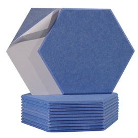 Tao.space Acoustic Panels 12 Pack Self-adhesive Soundproof Wall Panels Hexagon, 14" X 12" X 0.4" High Density Sound Absorbing Panels Acoustic Wall Panels for Recording Studio, Home (Blue)