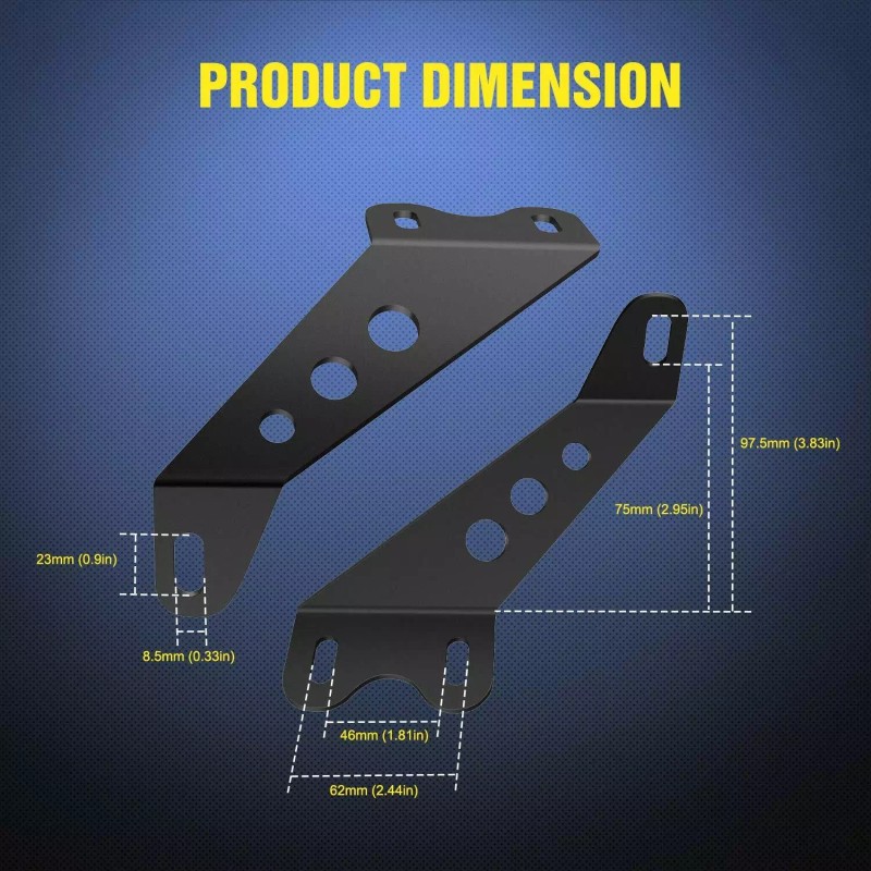 Nilight 2PCS Hood Mounting Brackets for 07-16 Jeep Wrangler JK