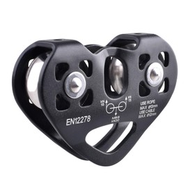 Azarxis Seilrolle Umlenkrolle 30 kN Doppelseilrolle für Seile bis 13 mm Durchmesser (Schwarz)
