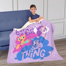 Northwest Hasbro My Little Pony, Mane Thing, Silk Touch Sherpa Throw Blanket, 50 x 60 Inches
