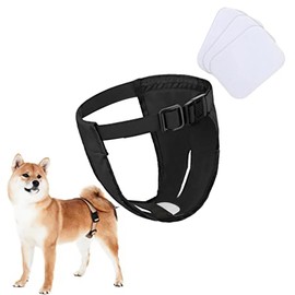 FDANDADE Dog Reusable Diapers Female, Dog Underwear Diaper with Adjustable, Female Washable Sanitary Pantie for Female Dogs in Heat.(Black M)