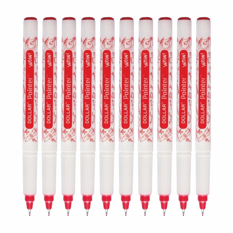 Dollar Wow Fineliner Pens, RED, Fine Tip (0.3mm), Pack of
