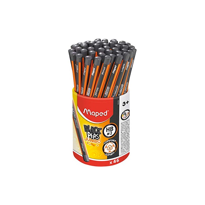 Maped Black'Peps Jumbo 854059 Graphite Pencils HB Triangular Black Pot