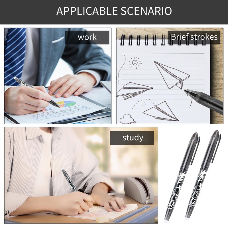 8pcs Erasable Pens Black Friction Pen, 0.7mm Rub Out Pens