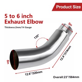 ELSHINE 5 Inch Diesel Exhaust Elbow Tip,Exhaust Pipe Elbow 5.00 In Side Exit Exhaust Tip