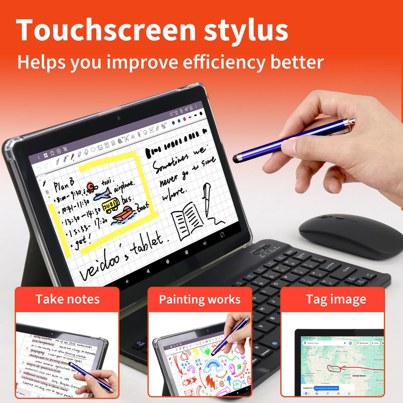 Veidoo 2 in 1 Portable Android Tablet with Keyboard, Mouse