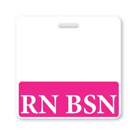 RN BSN Badge Buddy - Horizontal- Heavy Duty Spill Proof & Tear Resistant Cards - 2 Sided - Quick Role Identifier ID Buddy for BSN Registered Nurses - USA Printed by Specialist ID (Hot Pink)