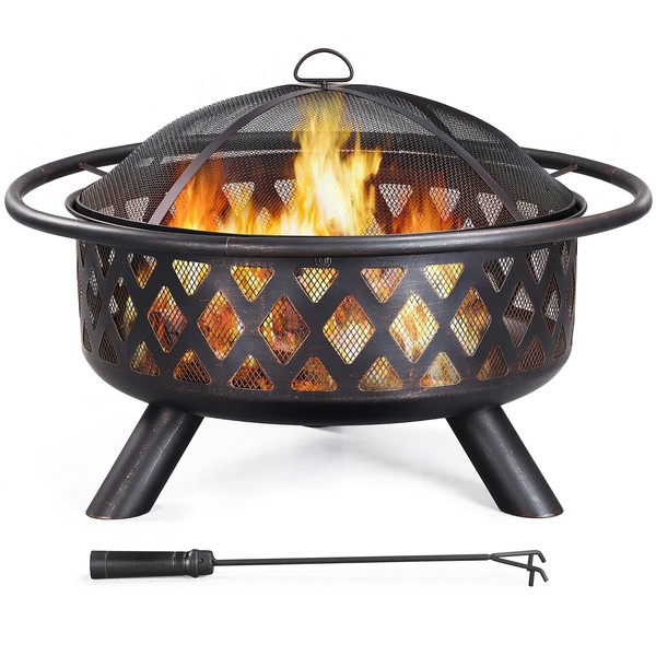 Yaheetech Fire Pit 36in Outdoor Wood Burning Fire Pits Wood