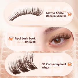 Brown Cluster Lashes Natural Fluffy Eyelash Clusters (10-14MM, Elowen)