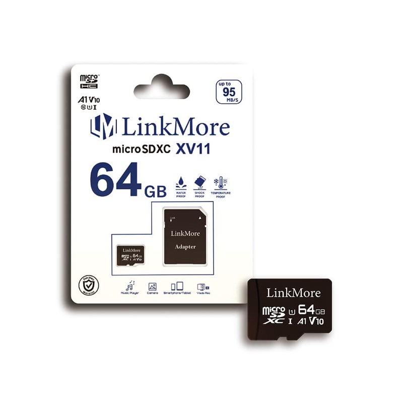 LinkMore 64GB MicroSDXC Card with U1/A1 / V10 / SD