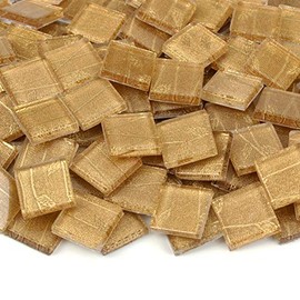 Milltown Merchants™ ¾ Inch (20mm) Gold Van Gogh Mosaic Tile - Bamboo Pattern Glass Mosaic Tiles - 1 Pound (16 oz) Bulk Crystal Tiles Assortment for Backsplash, Murals, and Mosaics