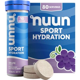 Nuun Sport Electrolyte Tablets with Magnesium, Calcium, Potassium, Chloride & Sodium, Gluten Free & Vegan, Grape, 8 Pack (80 Servings Total)