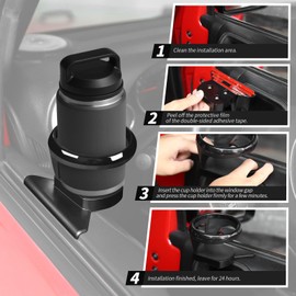 JeCar JK Cup Holder Left & Right Side Door Drink Cup Holder Fit for Jeep Wrangler JK JKU Sport Sahara Rubicon 2011-2018 (Not for 2018 JL)