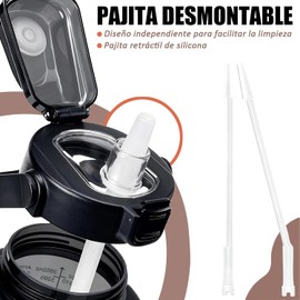Botella de Agua Deportiva 2L para Gimnasio con Funda y Correa Botella Reutilizable Antiderrames con Bolsillo para Celular y Llaves Portátil, Sin BPA (Negro)