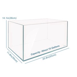 Allcolor Ultra Clear Rimless Aquarium Tank 2-22 gallons Low Iron Glass (15Gal)