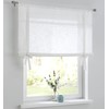 Vicky White Roman Blind, Linen Look with Hemstitch Lace, Drawstring,