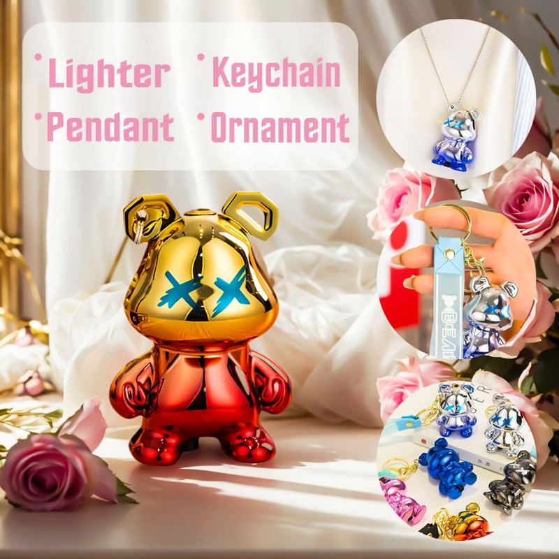 Blanzonic Cute Animal Lighter, Windproof Refillable Adjustable Lighters, Funny Keychain