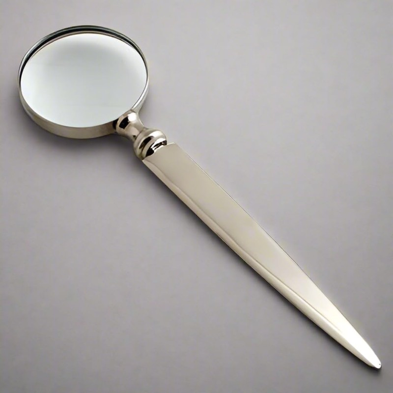 Liards Nickel 7 1/2" Letter Opener with Magnifying Glass. -