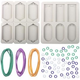 EUPNHY 2pcs Silicone Wax Sachet Molds Scented Wax Tablets Molds-Including 3pcs 40 inches Rawhide Rope and 60pcs Bails. (Combination 02)