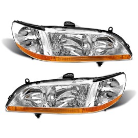 ADCARLIGHTS for 1998 1999 2000 2001 2002 Accord Headlight Assembly compatible with 98 99 00 01 02 Honda Accord 2/4Dr Clear Lens Chrome Housing Amber Reflector Headlamp Replacement Pair