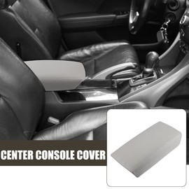 X AUTOHAUX Car Center Console Lid Armrest Seat Box Cover Protector for Honda Accord 7th 2003-2007 Armrest Cover Pad Faux Leather Gray