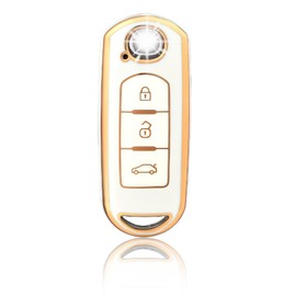 OFFCURVE Funda para Llave para Mazda, Accesorios para Coche de TPU Suave para Protector de Llave 3 Botones Compatible con Mazda 3 6 8 Miata MX-5 CX-3 CX-5 CX-7 CX-9 (Oro Blanco)