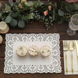 Elegant White Placemat Doilies (Pack of 8) - 9.75" x 14.25" - Premium Paper Table Decorations - Perfect for Parties, Home, & Events
