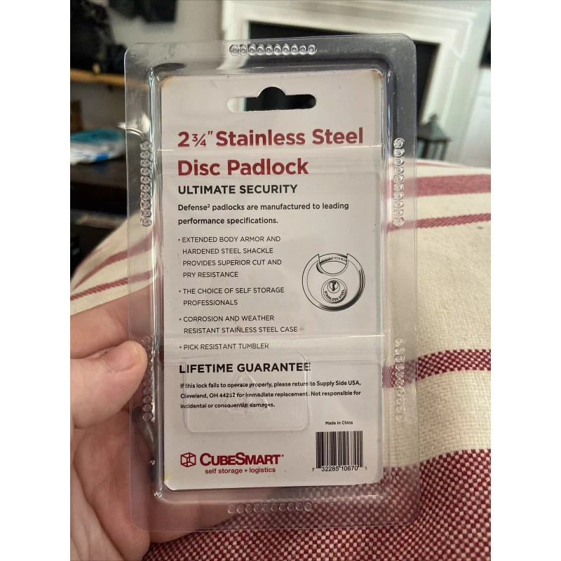 CubeSmart 2 3/4 Stainless Steel Disc Padlock CS-670 Storage Unit