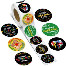 Clabby 500 Pcs Hispanic Heritage Sticker for Kids Hispanic Heritage Month Gift Sticker Bulk for School Teacher Hispanic Heritage Month Celebrations Supplies Classroom Rewards for Kids Gifts